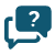 Graphic icon depicting thought bubbles with a question mark.