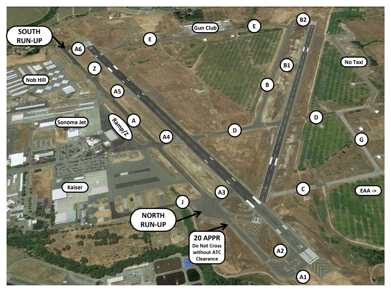 Visual diagram of the STS airfield taxiways.